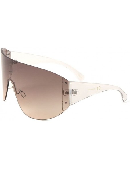 Rimless Andes Rimless Oversized Mono One Piece Shield Sunglasses - Transparent Arms - CK180OETN6Y $13.62