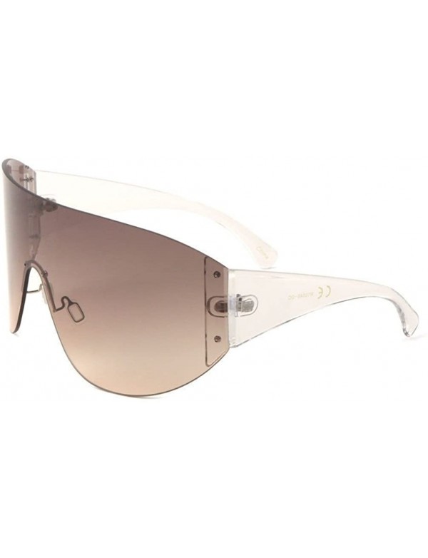 Rimless Andes Rimless Oversized Mono One Piece Shield Sunglasses - Transparent Arms - CK180OETN6Y $13.62