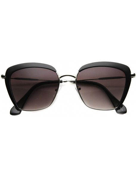 Wayfarer Womens Modern Fashion Mock Half-Rim Square Butterfly Sunglasses 52mm - Black-silver / Lavender - CO124K98QN1 $11.99