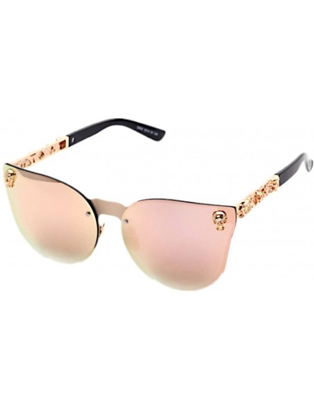 Cat Eye Sunglasses for Men Women - Classic Rimsless Eyewear with Case - 100% UV Protection - Rose - C918D6Y9MSH $15.22