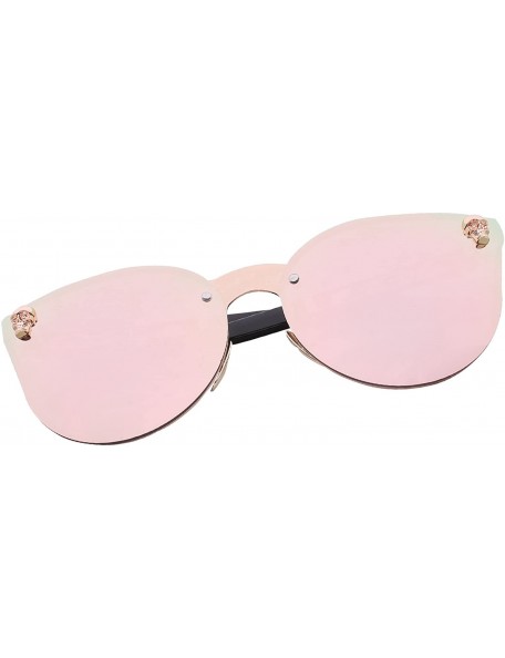 Cat Eye Sunglasses for Men Women - Classic Rimsless Eyewear with Case - 100% UV Protection - Rose - C918D6Y9MSH $15.22