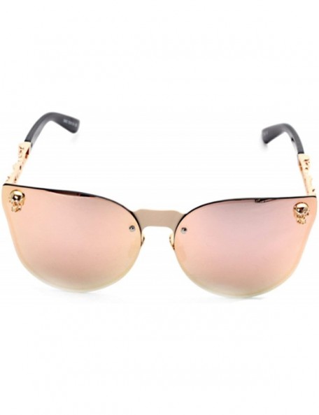 Cat Eye Sunglasses for Men Women - Classic Rimsless Eyewear with Case - 100% UV Protection - Rose - C918D6Y9MSH $15.22