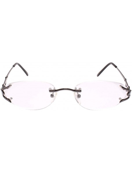 Rimless Womens Vintage Oval Gunmetal Rimless 2.00 Reading Glasses - MODEL1672V - C5193HREG8L $17.09