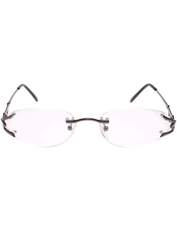 Rimless Womens Vintage Oval Gunmetal Rimless 2.00 Reading Glasses - MODEL1672V - C5193HREG8L $17.09