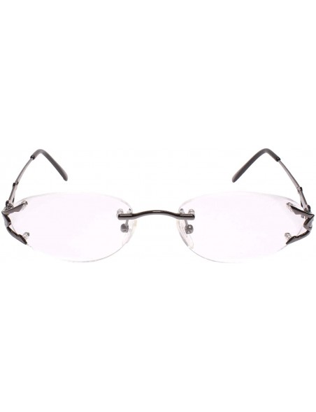 Rimless Womens Vintage Oval Gunmetal Rimless 2.00 Reading Glasses - MODEL1672V - C5193HREG8L $17.09