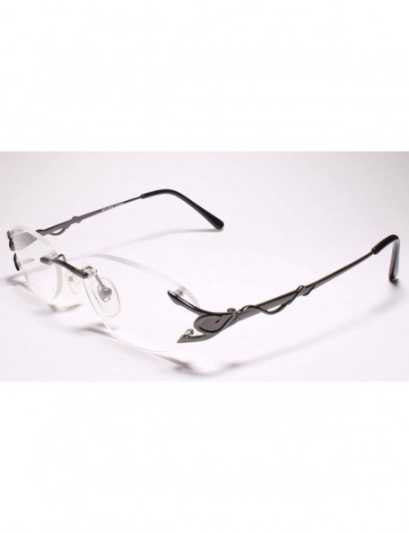 Rimless Womens Vintage Oval Gunmetal Rimless 2.00 Reading Glasses - MODEL1672V - C5193HREG8L $17.09