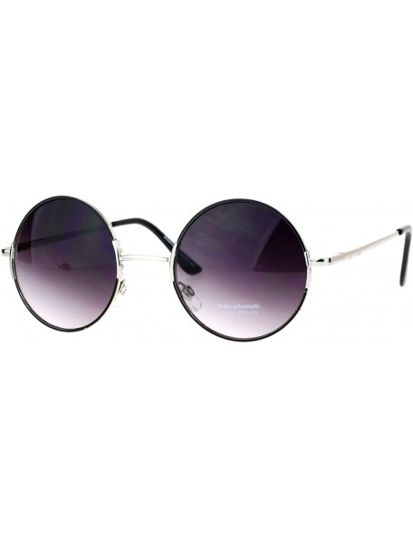 Round Metal Retro Round Circle Lens Hippie Sunglasses - Blue - CE12MF4OM1D $13.08