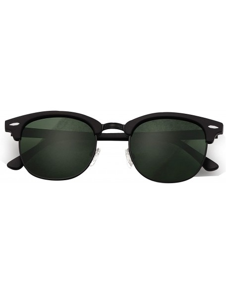 Oval Stylish 80th Retro Unisex Polarized Sunglasses UV400 Classic Vintage Chic - Black Mat-green - C618DT6TWRZ $8.12