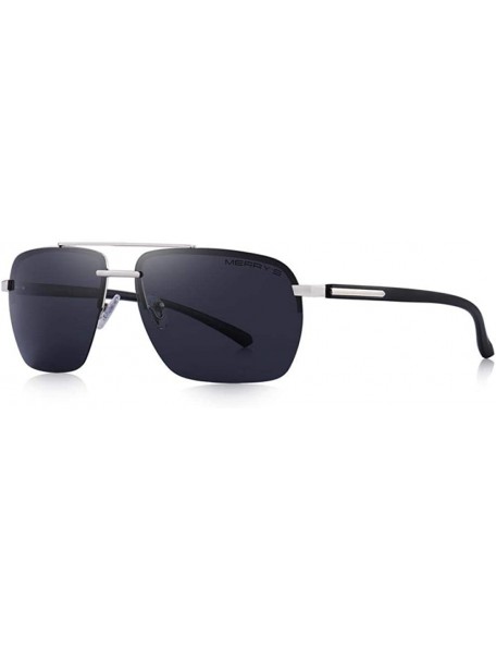 Oversized DESIGN Men Classic Sunglasses Rectangle Rimless Luxury Brand C01 Black - C02 Silver - CP18XGE4SSY $12.73