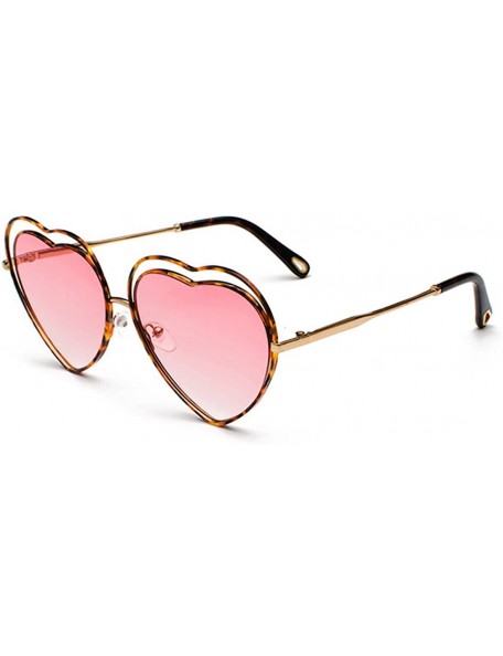 Butterfly Men's & Women's Glasses Metal Frame Colored Gradient Lens Sunglasses - Leopard Powder - CI18EQCDNYQ $11.92