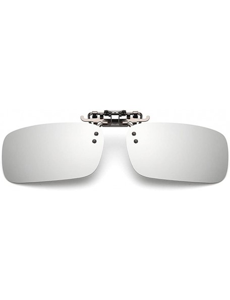 Rectangular uv400 Polarized Sunglasses Clip on Myopia Glasses Clip-on Night Vision Glasses - Silver Mirror - CI18E9Q2XUK $8.03