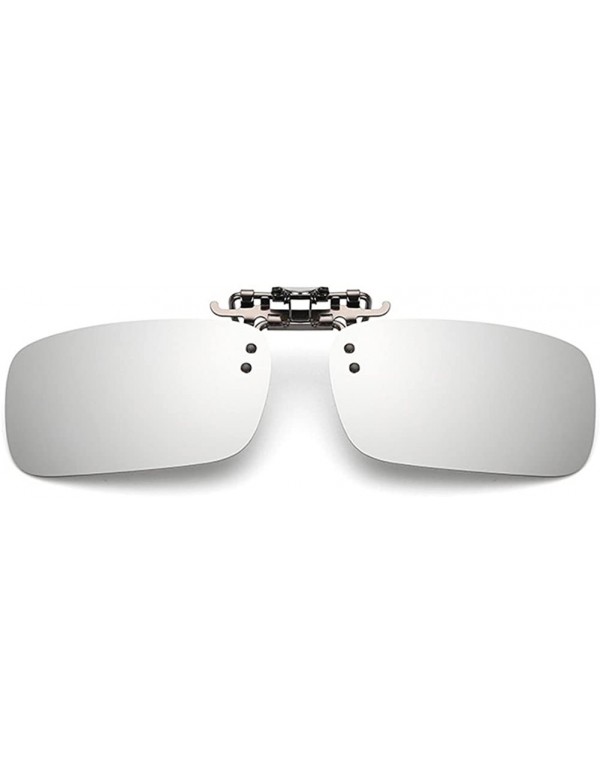 Rectangular uv400 Polarized Sunglasses Clip on Myopia Glasses Clip-on Night Vision Glasses - Silver Mirror - CI18E9Q2XUK $8.03