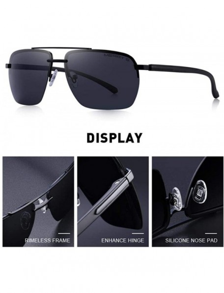 Oversized DESIGN Men Classic Sunglasses Rectangle Rimless Luxury Brand C01 Black - C02 Silver - CP18XGE4SSY $12.73