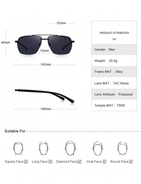 Oversized DESIGN Men Classic Sunglasses Rectangle Rimless Luxury Brand C01 Black - C02 Silver - CP18XGE4SSY $12.73