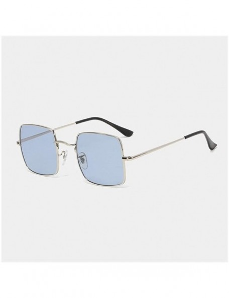 Square Gold Silk Side Oversized Square Sunglasses for Women and Men - C5 Silver Blue - CL1987AEO9O $15.05