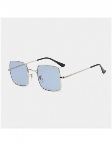 Square Gold Silk Side Oversized Square Sunglasses for Women and Men - C5 Silver Blue - CL1987AEO9O $15.05