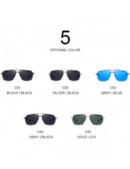 Oversized DESIGN Men Classic Sunglasses Rectangle Rimless Luxury Brand C01 Black - C02 Silver - CP18XGE4SSY $12.73