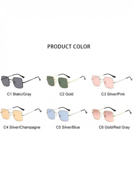 Square Gold Silk Side Oversized Square Sunglasses for Women and Men - C5 Silver Blue - CL1987AEO9O $15.05