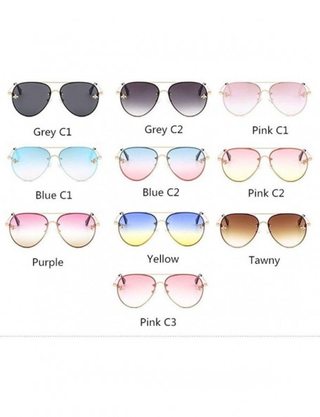 Square Eyewear Pilot Little Bee Sunglasses Men Women Metal Frame Vintage Glasses Fashion Shades - Purple - C918TTAZWR7 $14.66