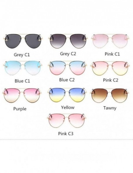 Square Eyewear Pilot Little Bee Sunglasses Men Women Metal Frame Vintage Glasses Fashion Shades - Purple - C918TTAZWR7 $14.66