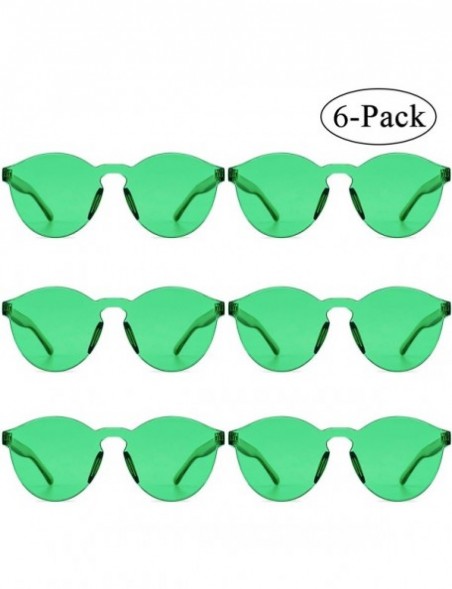 Round One Piece Rimless Sunglasses Transparent Candy Color Tinted Eyewear - Green 6pack - C4194ERM8SZ $11.85