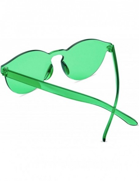 Round One Piece Rimless Sunglasses Transparent Candy Color Tinted Eyewear - Green 6pack - C4194ERM8SZ $11.85