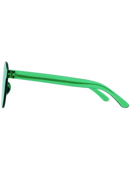 Round One Piece Rimless Sunglasses Transparent Candy Color Tinted Eyewear - Green 6pack - C4194ERM8SZ $11.85