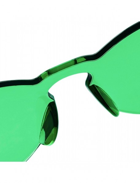 Round One Piece Rimless Sunglasses Transparent Candy Color Tinted Eyewear - Green 6pack - C4194ERM8SZ $11.85