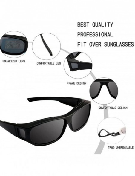Oversized Unisex Wear Over Prescription Sunglasses - Polarized Fit Over Sun Glasses - Matte Black Frame Gray Lens - C91804O4X...