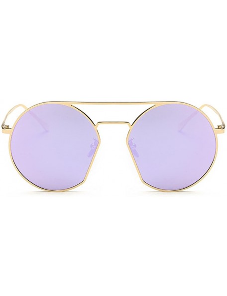 Wrap Bold Highstreet Flat Round Sunglasses for Women 55mm - F - CF17YDSSH7L $14.60