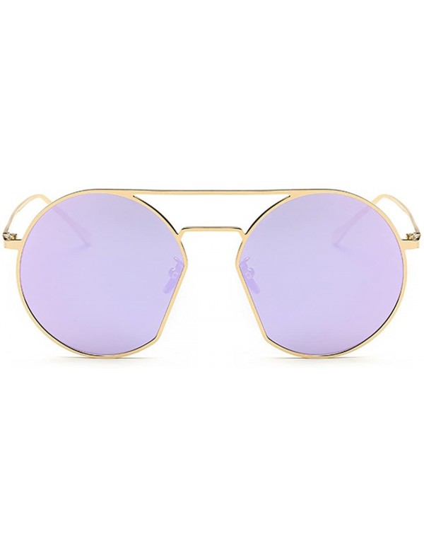 Wrap Bold Highstreet Flat Round Sunglasses for Women 55mm - F - CF17YDSSH7L $14.60