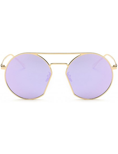 Wrap Bold Highstreet Flat Round Sunglasses for Women 55mm - F - CF17YDSSH7L $14.60