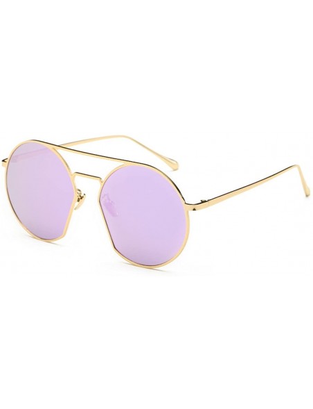 Wrap Bold Highstreet Flat Round Sunglasses for Women 55mm - F - CF17YDSSH7L $14.60