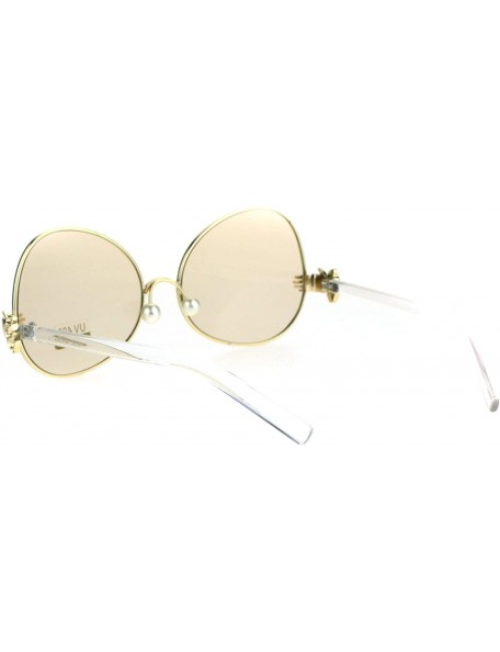 Butterfly Pearl Nose Pad Clown Hand Hinge Drop Temple Swan Sunglasses - Gold Light Brown - C9184YC95W3 $16.39