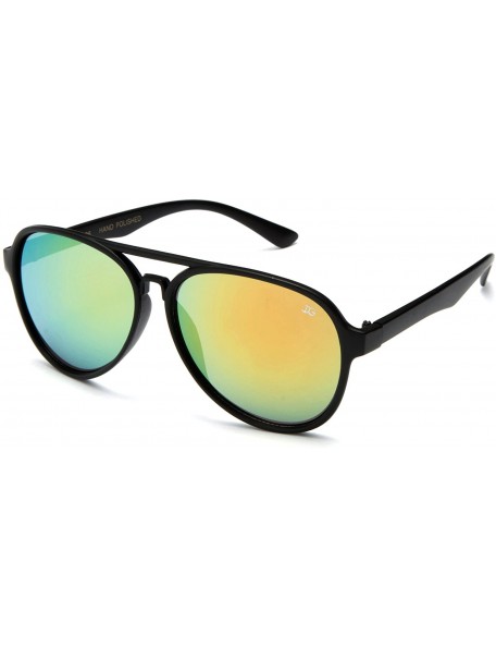 Square "Stance" Mens Carrera Style Round Frame Fashion Sunglasses - Matte Black/Yellow - C1127QJCGV5 $10.44