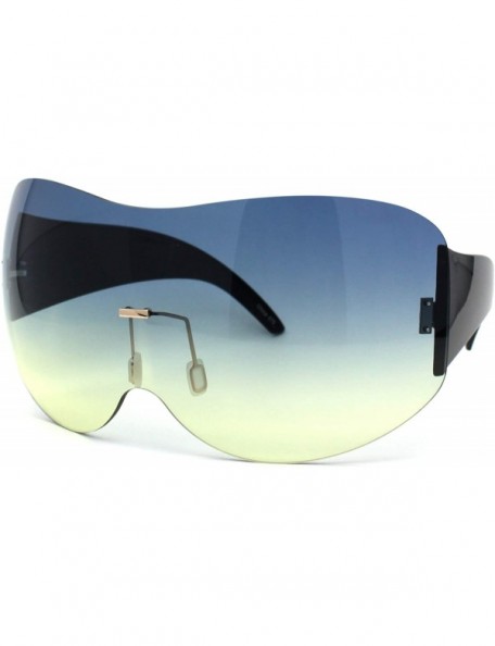 Shield Oceanic Lens X-Large Shield Runway Mask Style Sunglasses - Blue Yellow - CB1957235CW $12.99