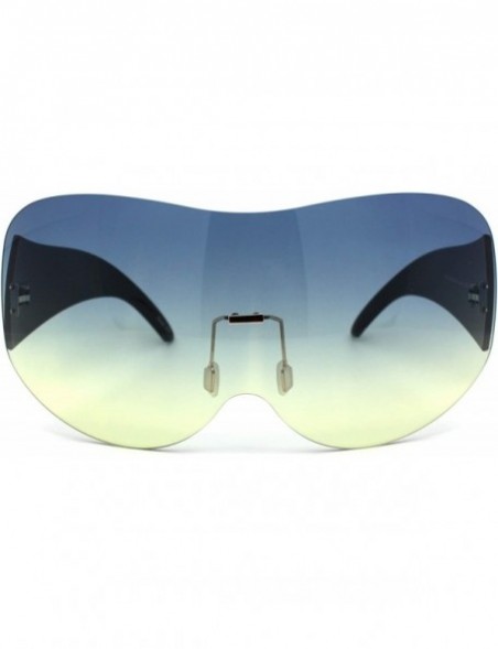 Shield Oceanic Lens X-Large Shield Runway Mask Style Sunglasses - Blue Yellow - CB1957235CW $12.99