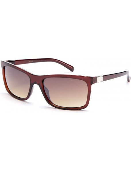 Square Men's Fashion Thin Temple Sunglasses - Brown - CL11KTD2YFJ $11.59