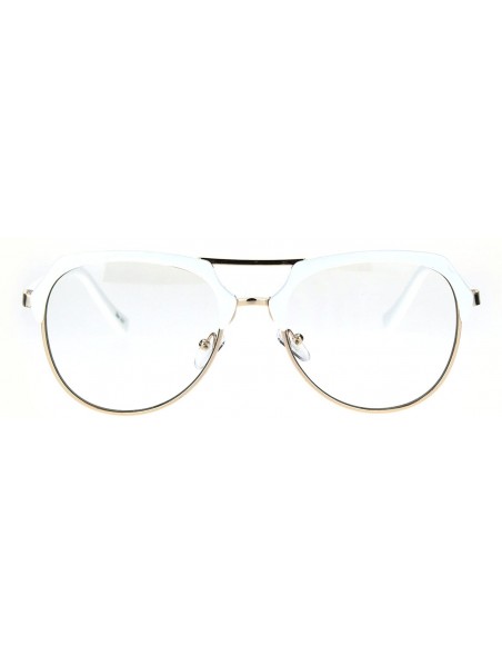 Aviator Vintage Retro Fashion Clear Lens Glasses Womens Designer Style Eyewear - White Gold - CV186782285 $13.62