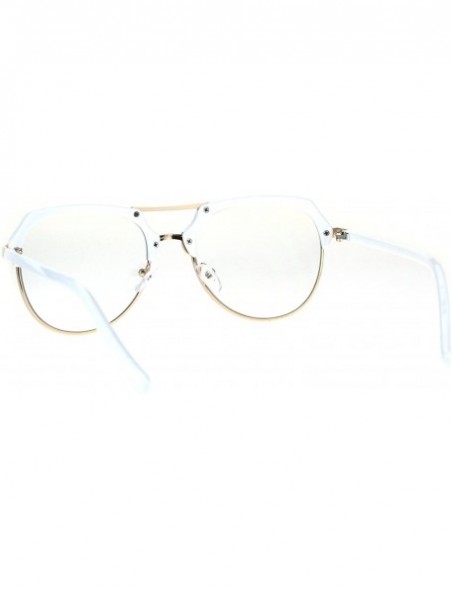Aviator Vintage Retro Fashion Clear Lens Glasses Womens Designer Style Eyewear - White Gold - CV186782285 $13.62