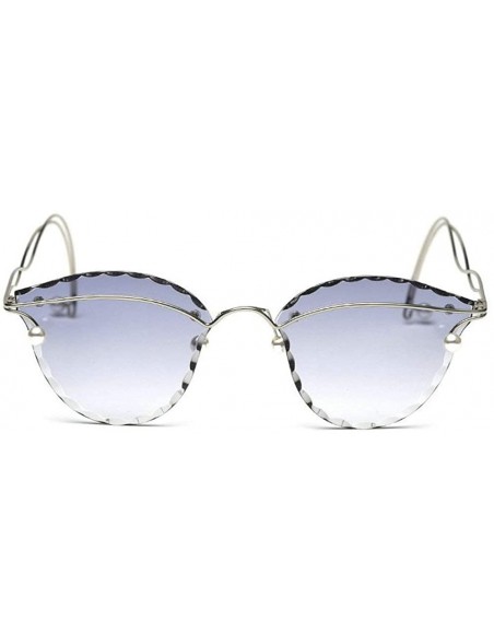 Rimless Fashion Pearl Sunglasses Metal Rimless Frame Brand Designer Women Cut Edge Cat Glasses - Blue - C918UI8YGUO $13.66