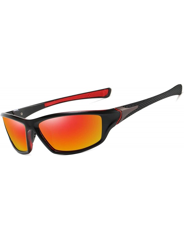 Sport Mens Sport Sunglasses Polarized Eyewear for Driving Fishing Golf Baseball UV400 Protection - Red - CN193HS4ZYR $17.04