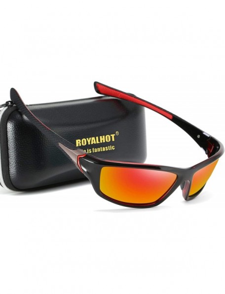 Sport Mens Sport Sunglasses Polarized Eyewear for Driving Fishing Golf Baseball UV400 Protection - Red - CN193HS4ZYR $17.04