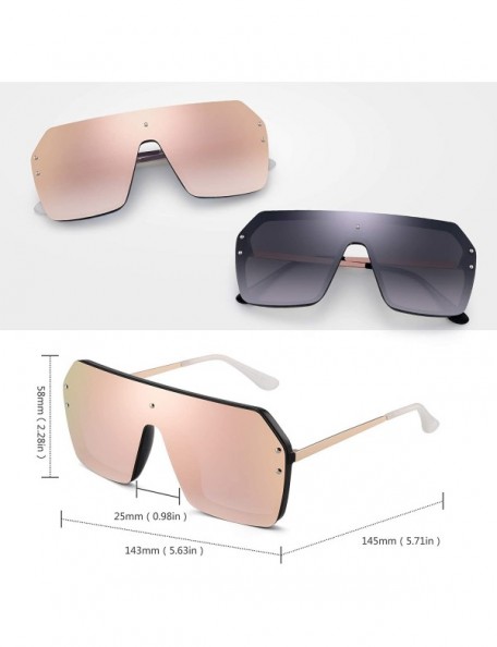 Oversized Oversized Shield Sunglasses Flat Top Gradient Lens Rimless Glasses for Women Men - 2 Pack (Silver & Pink) - CI18X8K...