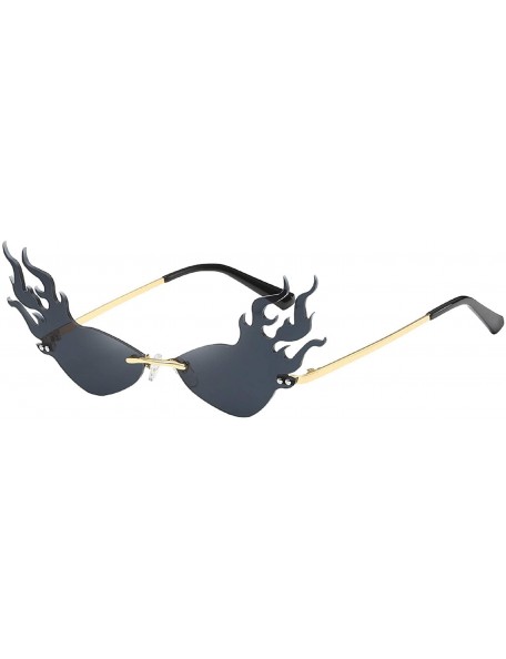 Goggle Unisex Vintage Fire Flame Sunglasses Rimess Sunglasses Novelty Sunglasses Clout Goggle Shades - Black - CD1966M8CL6 $1...