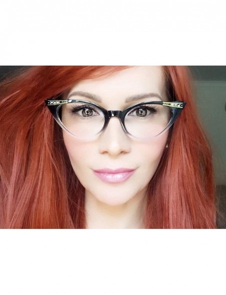 Oversized Cateye or High Pointed Eyeglasses or Sunglasses - Black Fade Frame Clear - CO11T045U2R $8.56