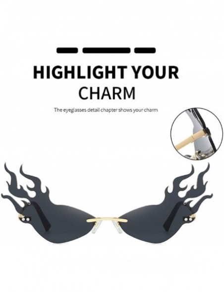 Goggle Unisex Vintage Fire Flame Sunglasses Rimess Sunglasses Novelty Sunglasses Clout Goggle Shades - Black - CD1966M8CL6 $1...