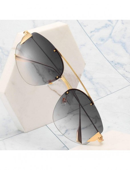 Rimless Fashion New Pilot Sunglasses Metal Rimless Lady sun glasses uv400 - Grey - CY18RO3UGE8 $11.85