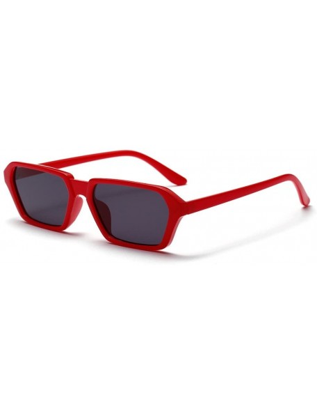 Square Polarized Sunglasses For Men Women Retro Frame Square Shades Vintage Classic Sun Glasses - Red - C318TKSR6DK $8.82