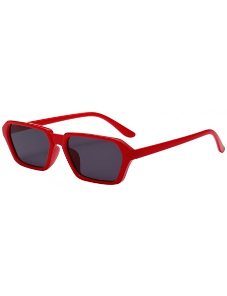Square Polarized Sunglasses For Men Women Retro Frame Square Shades Vintage Classic Sun Glasses - Red - C318TKSR6DK $8.82